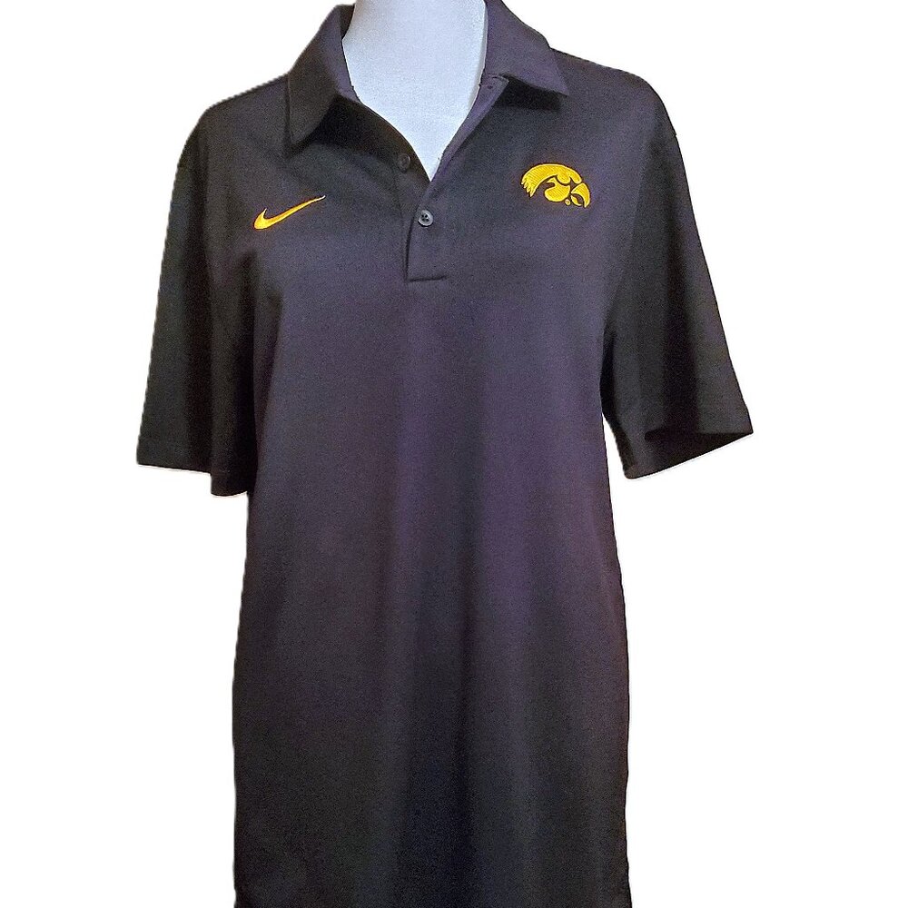 Nike Dri-Fit NCAA Iowa Hawkeyes Black Polo Shirt Unisex Size S College Athletics